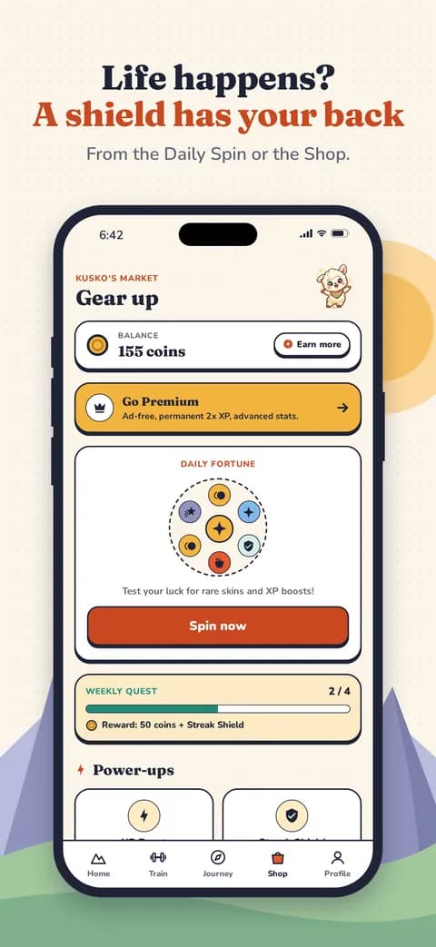 Life happens? A shield has your back — From the Daily Spin or the Shop.