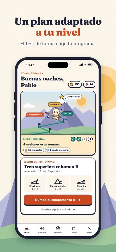 Un plan adaptado a tu nivel — El test de forma elige tu programa.