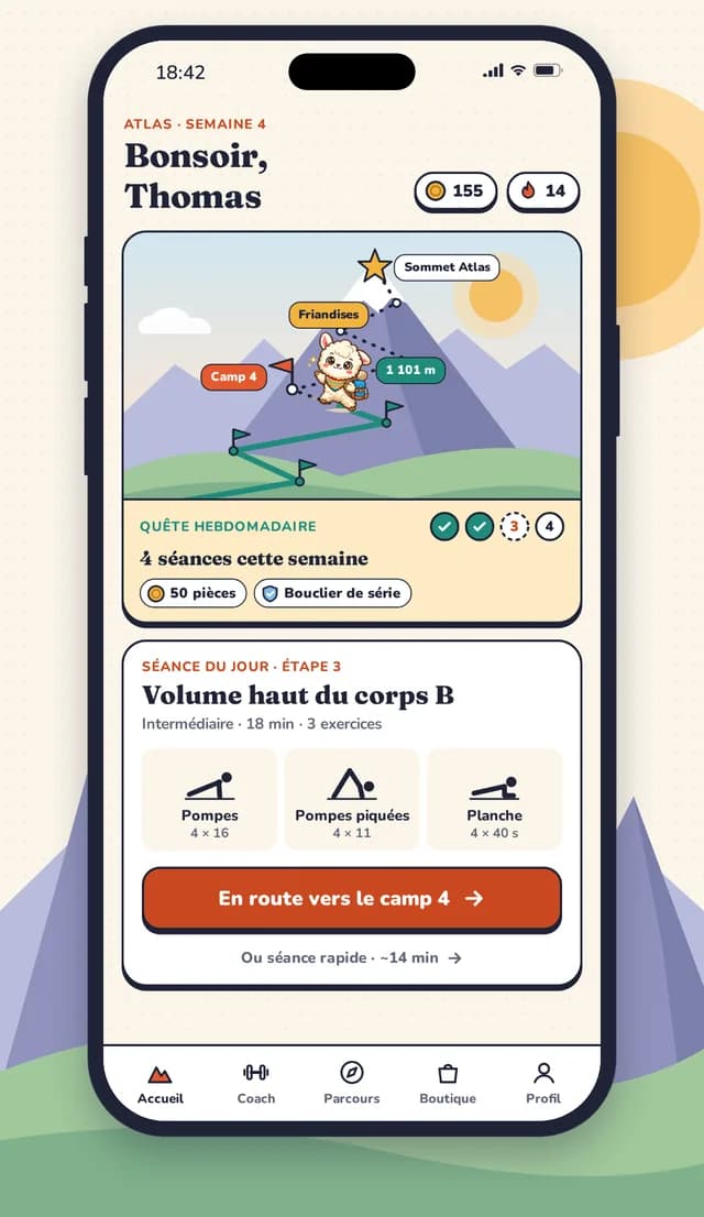 L'accueil de Puna : la carte du sentier vers le sommet du programme, la quête de la semaine et la séance du jour